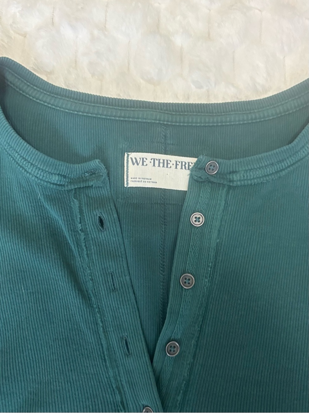 We The Free Teal Ribbed Henley Long-Sleeve Top - Picture 3 of 5